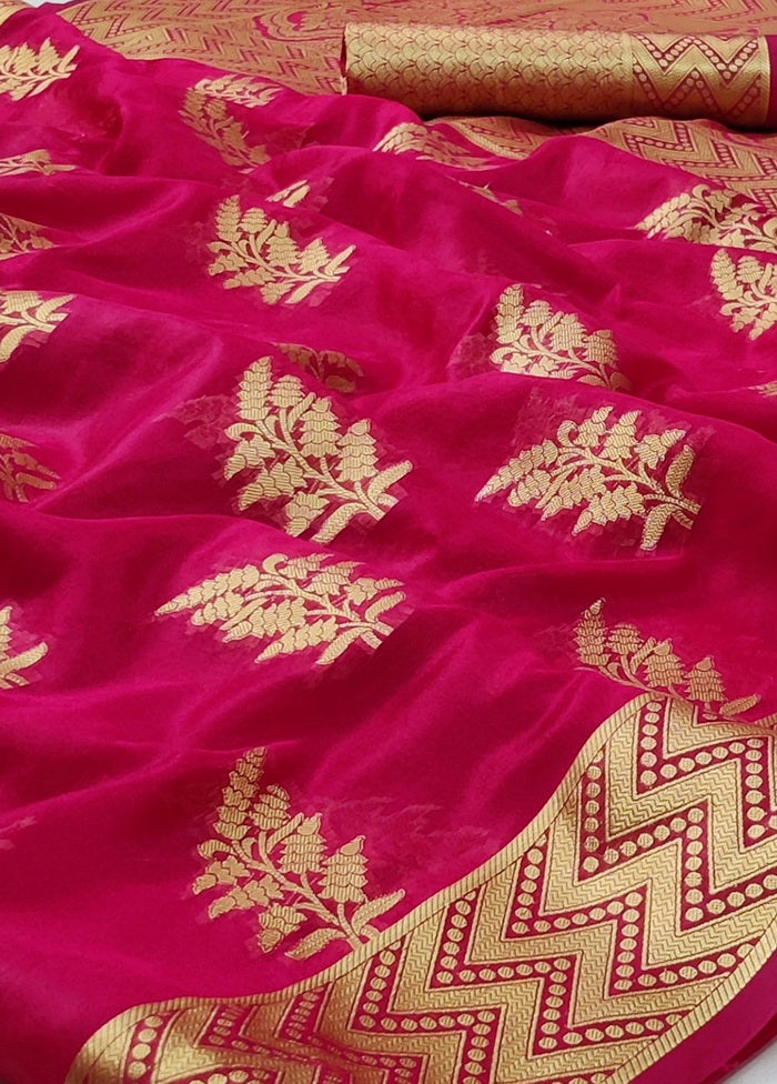 Pink Organza Silk Saree With Blouse