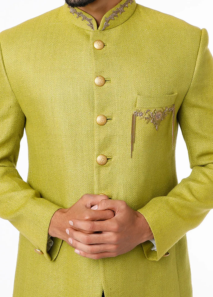 Green Handloom Silk Kurta And Pajama Set VDSF1802262