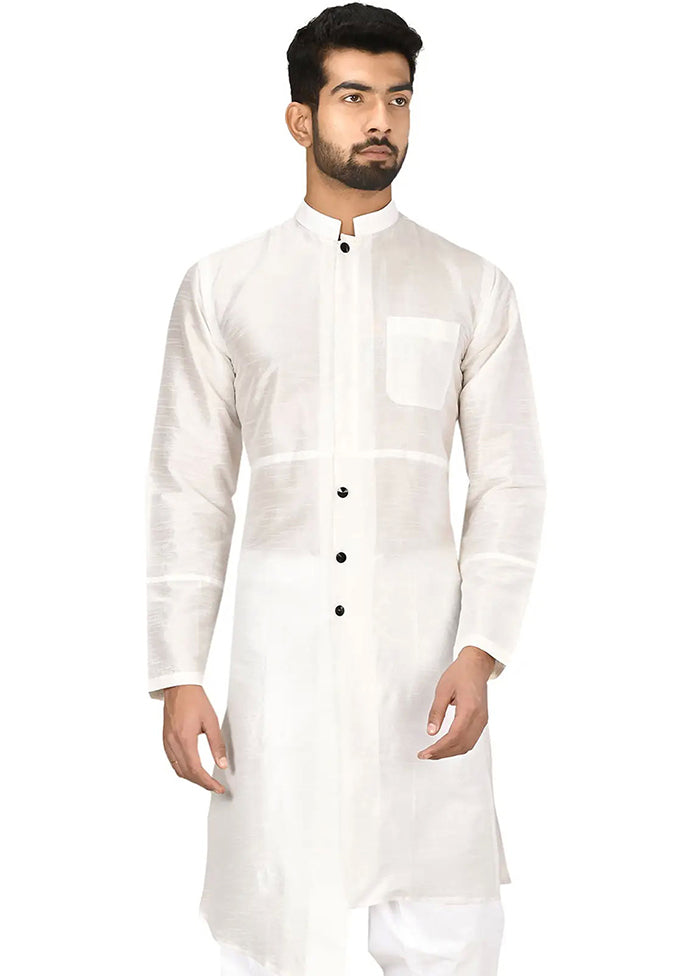 White Silk Kurta And Pajama Set VDSF1802472