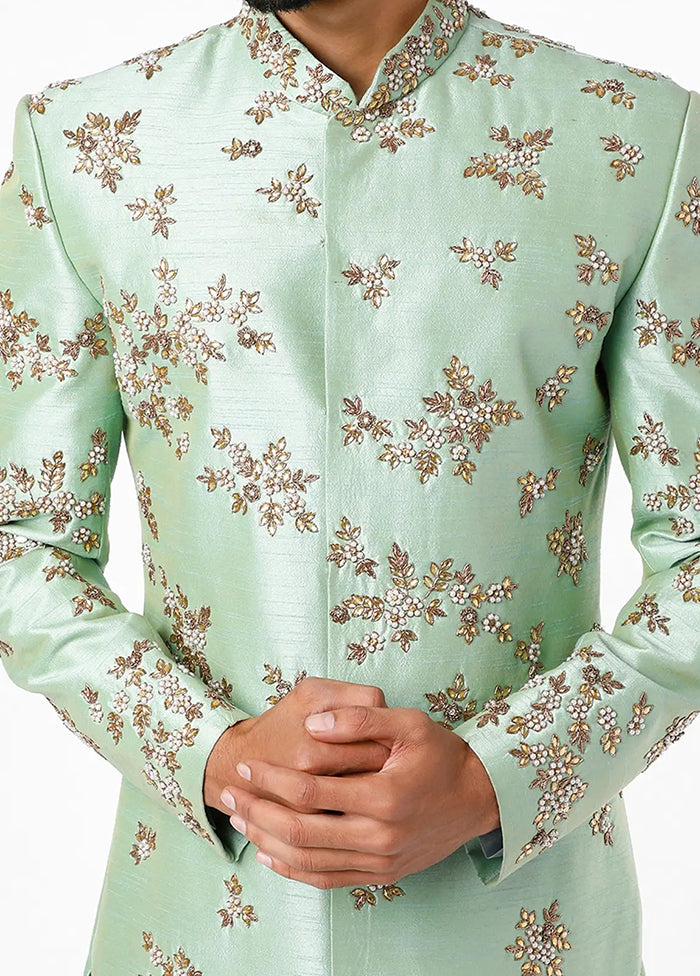 Green Silk Kurta And Pajama Set VDSF1802316