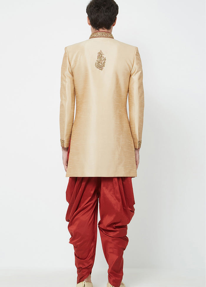 Gold Silk Kurta And Pajama Set VDSF1802357