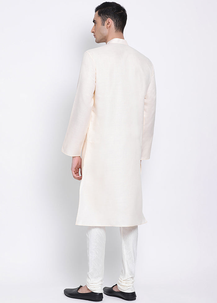 2 Pc Off White Solid Cotton Kurta Pajama Set VDSAN040523