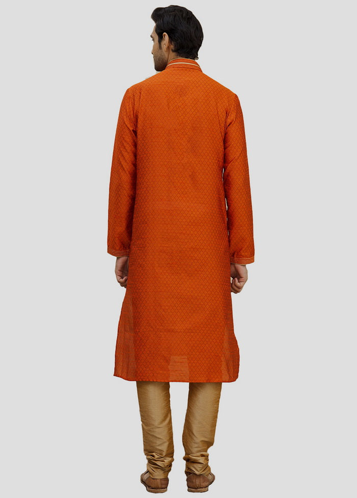 2 Pc Orange Cotton Kurta And Pajama Set VDIP280132