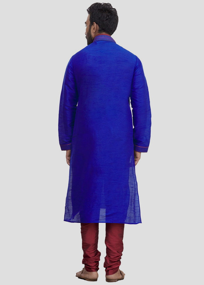 2 Pc Royal Blue Cotton Kurta And Pajama Set VDIP280212
