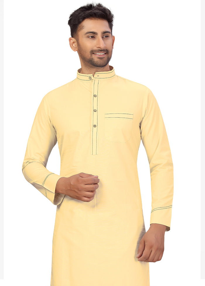2 Pc Light Yellow Cotton And Polyster Kurta Salwar Set VDSF100465