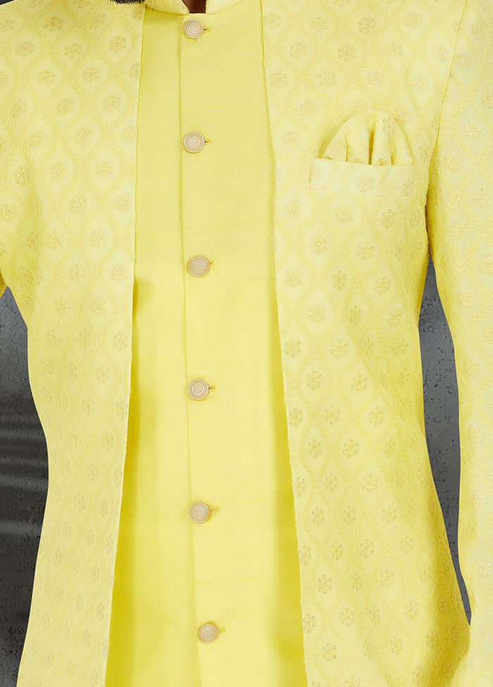 2 Pc Lime Yellow Georgette Kurta And Pajama Set VDVSW11052051